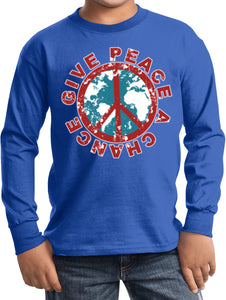 Kids Peace T-shirt Give Peace a Chance Youth Long Sleeve - Yoga Clothing for You