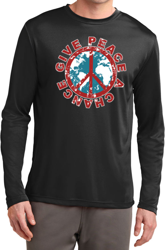 Peace T-shirt Give Peace a Chance Moisture Wicking Long Sleeve - Yoga Clothing for You