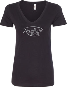 Namaste Big Print Ideal V-neck Yoga Tee Shirt - Yoga Clothing for You