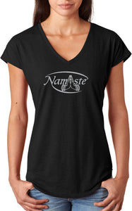 Namaste Big Print Triblend V-neck Yoga Tee Shirt - Yoga Clothing for You