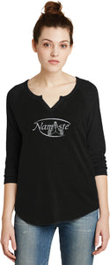 Namaste Big Print 3/4 Sleeve Vintage Yoga Tee Shirt - Yoga Clothing for You