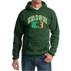 Yoga Clothing for You Mens St Patricks Day Distressed Irish Shamrock Hoodie - Dark Green - Yoga Clothing for You