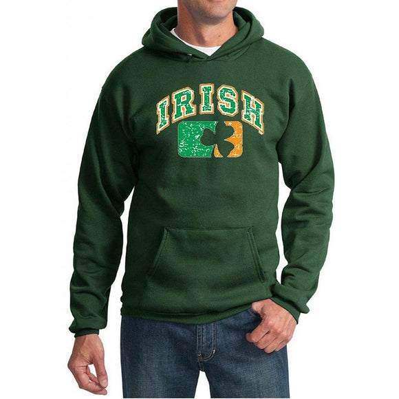Yoga Clothing for You Mens St Patricks Day Distressed Irish Shamrock Hoodie - Dark Green - Yoga Clothing for You