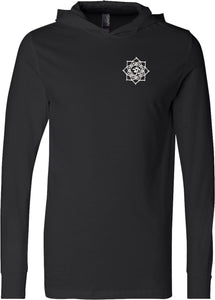 White Lotus OM Patch Pocket Print Lightweight Yoga Hoodie - Yoga Clothing for You