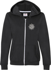 White Lotus OM Patch Pocket Print Full-Zip Hoodie - Yoga Clothing for You