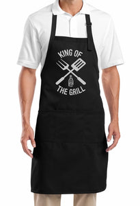 Mens King of the Grill BBQ Cookout Apron - Black - Yoga Clothing for You