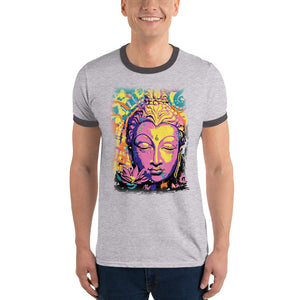 Men's Psychedelic Buddha Ringer T-Shirt - Yoga Clothing for You