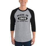 Made in 1969  - 50th Birthday Gift Raglan Tee Shirt - Yoga Clothing for You