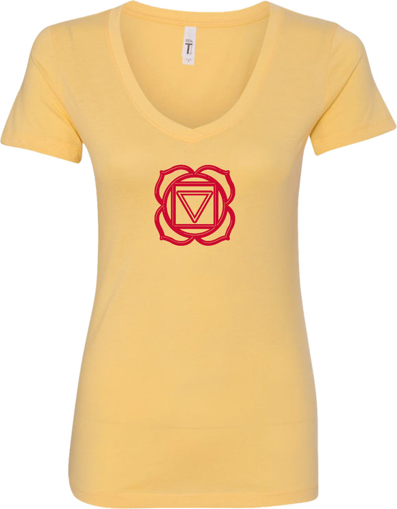 Muladhara Chakra Ideal V-neck Yoga Tee Shirt - Yoga Clothing for You