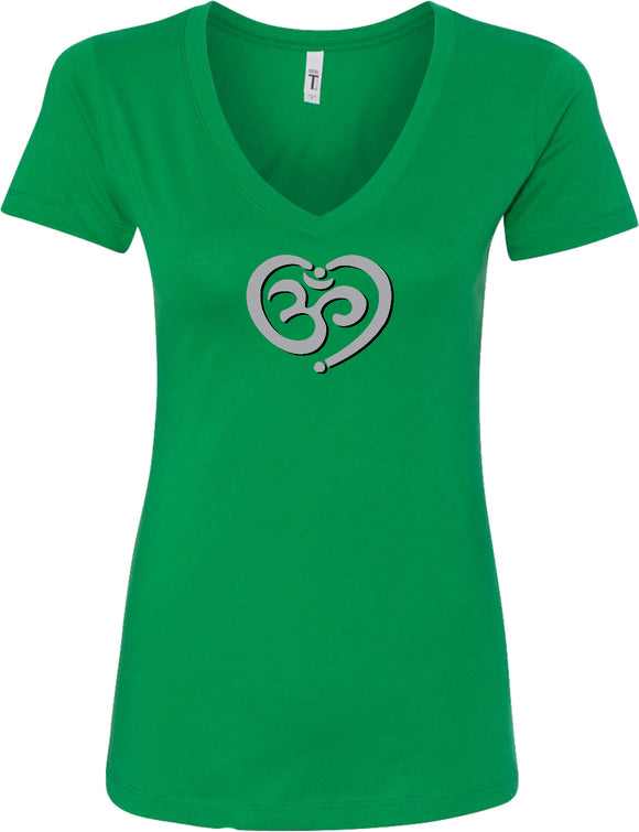 OM Heart Ideal V-neck Yoga Tee Shirt - Yoga Clothing for You