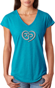 OM Heart Triblend V-neck Yoga Tee Shirt - Yoga Clothing for You