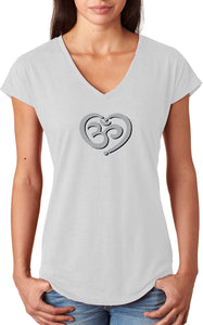 OM Heart Triblend V-neck Yoga Tee Shirt - Yoga Clothing for You