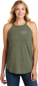 OM Heart Pocket Print Triblend Yoga Rocker Tank Top - Yoga Clothing for You