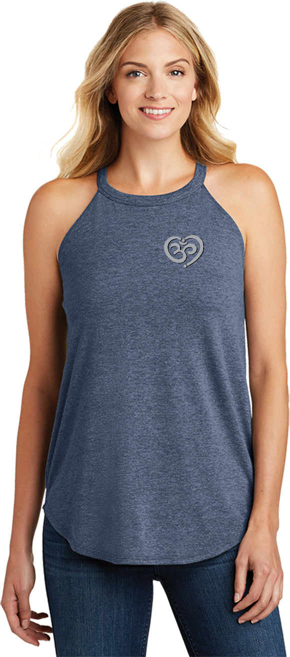 OM Heart Pocket Print Triblend Yoga Rocker Tank Top - Yoga Clothing for You