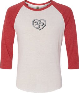 OM Heart Eco Raglan 3/4 Sleeve Yoga Tee Shirt - Yoga Clothing for You