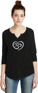 OM Heart 3/4 Sleeve Vintage Yoga Tee Shirt - Yoga Clothing for You