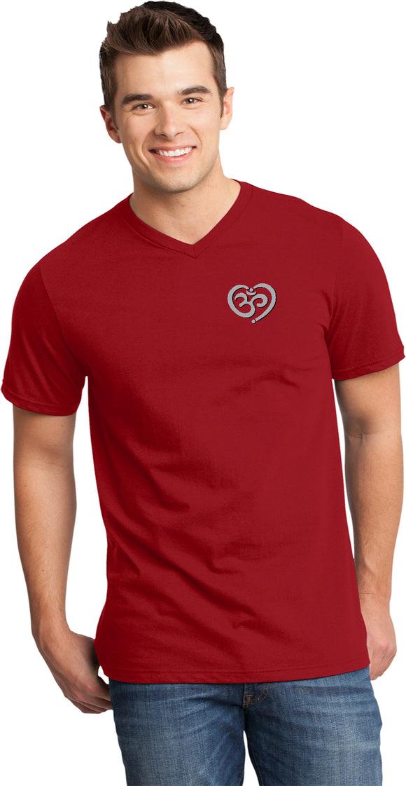 OM Heart Pocket Print Important V-neck Yoga Tee Shirt - Yoga Clothing for You
