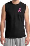 Breast Cancer T-shirt Pink Ribbon Pocket Print Muscle Tee - Yoga Clothing for You