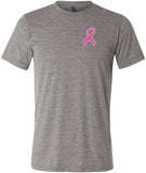 Breast Cancer T-shirt Pink Ribbon Pocket Print Tri Blend Tee - Yoga Clothing for You