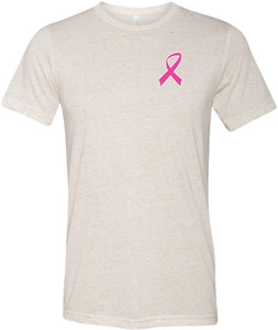 Breast Cancer T-shirt Pink Ribbon Pocket Print Tri Blend Tee - Yoga Clothing for You