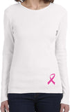 Ladies Breast Cancer Shirt Pink Ribbon Bottom Print Long Sleeve - Yoga Clothing for You