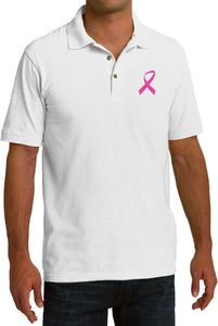 Breast Cancer T-shirt Pink Ribbon Pocket Print Pique Polo - Yoga Clothing for You