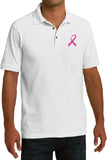Breast Cancer T-shirt Pink Ribbon Pocket Print Pique Polo - Yoga Clothing for You