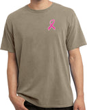 Breast Cancer T-shirt Pink Ribbon Pocket Print Pigment Dyed Tee - Yoga Clothing for You