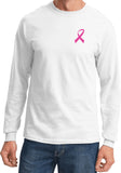 Breast Cancer T-shirt Pink Ribbon Pocket Print Long Sleeve - Yoga Clothing for You