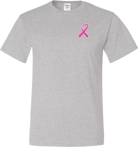 Breast Cancer T-shirt Pink Ribbon Pocket Print Tall Tee - Yoga Clothing for You