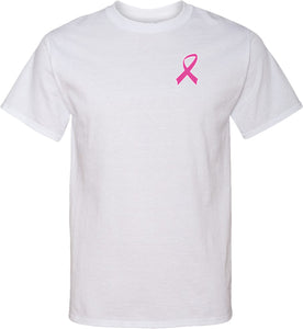Breast Cancer T-shirt Pink Ribbon Pocket Print Tall Tee - Yoga Clothing for You
