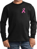 Kids Breast Cancer T-shirt Pink Ribbon Pocket Print Long Sleeve - Yoga Clothing for You