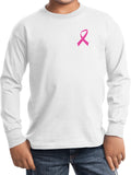 Kids Breast Cancer T-shirt Pink Ribbon Pocket Print Long Sleeve - Yoga Clothing for You