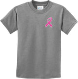 Kids Breast Cancer T-shirt Pink Ribbon Pocket Print Youth Tee - Yoga Clothing for You