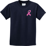 Kids Breast Cancer T-shirt Pink Ribbon Pocket Print Youth Tee - Yoga Clothing for You