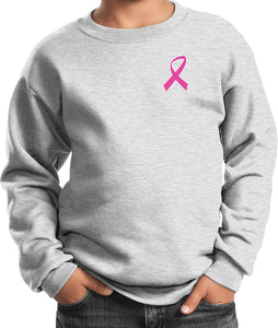 Kids Breast Cancer Sweatshirt Pink Ribbon Pocket Print - Yoga Clothing for You