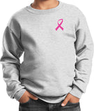Kids Breast Cancer Sweatshirt Pink Ribbon Pocket Print - Yoga Clothing for You