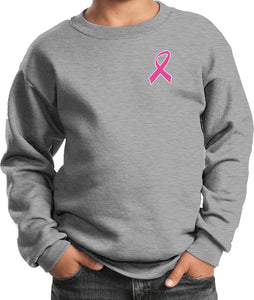 Kids Breast Cancer Sweatshirt Pink Ribbon Pocket Print - Yoga Clothing for You