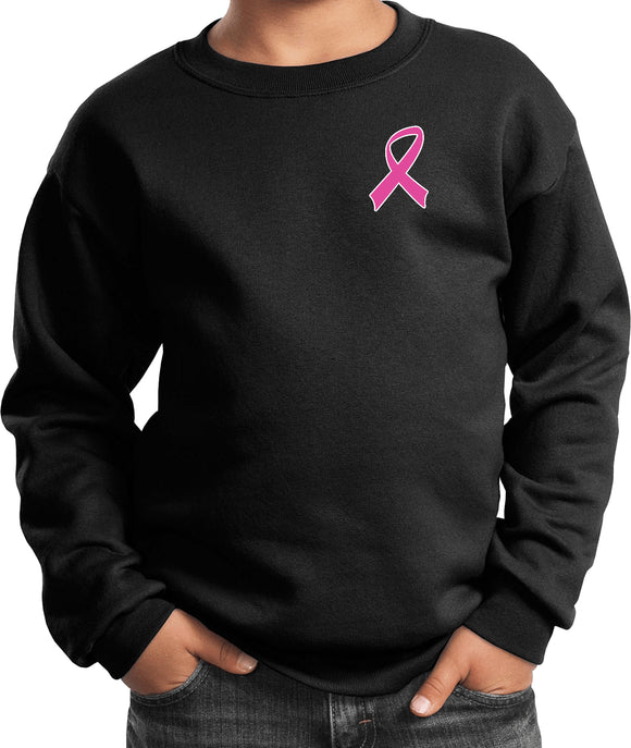 Kids Breast Cancer Sweatshirt Pink Ribbon Pocket Print - Yoga Clothing for You