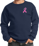 Kids Breast Cancer Sweatshirt Pink Ribbon Pocket Print - Yoga Clothing for You