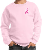 Kids Breast Cancer Sweatshirt Pink Ribbon Pocket Print - Yoga Clothing for You