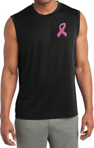 Breast Cancer Pink Ribbon Pocket Print Sleeveless Competitor Tee - Yoga Clothing for You