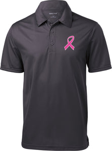 Breast Cancer T-shirt Pink Ribbon Pocket Print Textured Polo - Yoga Clothing for You