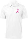 Breast Cancer T-shirt Pink Ribbon Pocket Print Textured Polo - Yoga Clothing for You