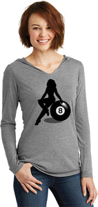 Billiards Pin Up Girl 8 Ball Ladies Lightweight Hoodie - Yoga Clothing for You