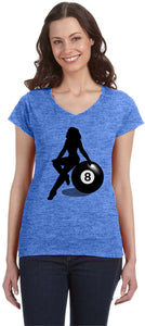 Billiards Pin Up Girl 8 Ball Ladies V-neck Shirt - Yoga Clothing for You