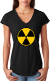 Ladies Radiation T-shirt Radioactive Fallout Symbol Tri V-Neck - Yoga Clothing for You