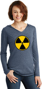 Ladies Radiation T-shirt Radioactive Fallout Symbol Tri Hoodie - Yoga Clothing for You
