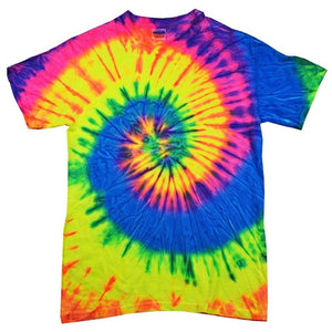 Adult 100% Cotton Colorful Tie Dye Vibrant Shirt - Neon Rainbow - Yoga Clothing for You