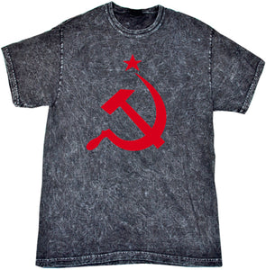 Soviet Union Shirt Red Hammer and Sickle Mineral Washed Tie Dye - Yoga Clothing for You